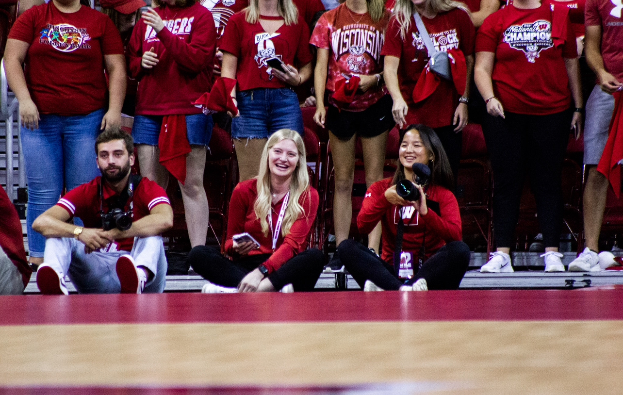 Taylor at the volleyball game at the Kohl Center